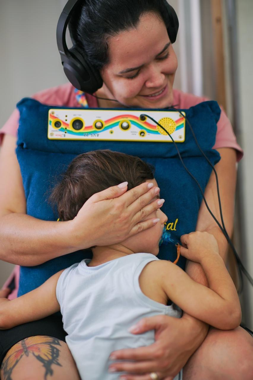 Atendimento com almofada vibrossensorial